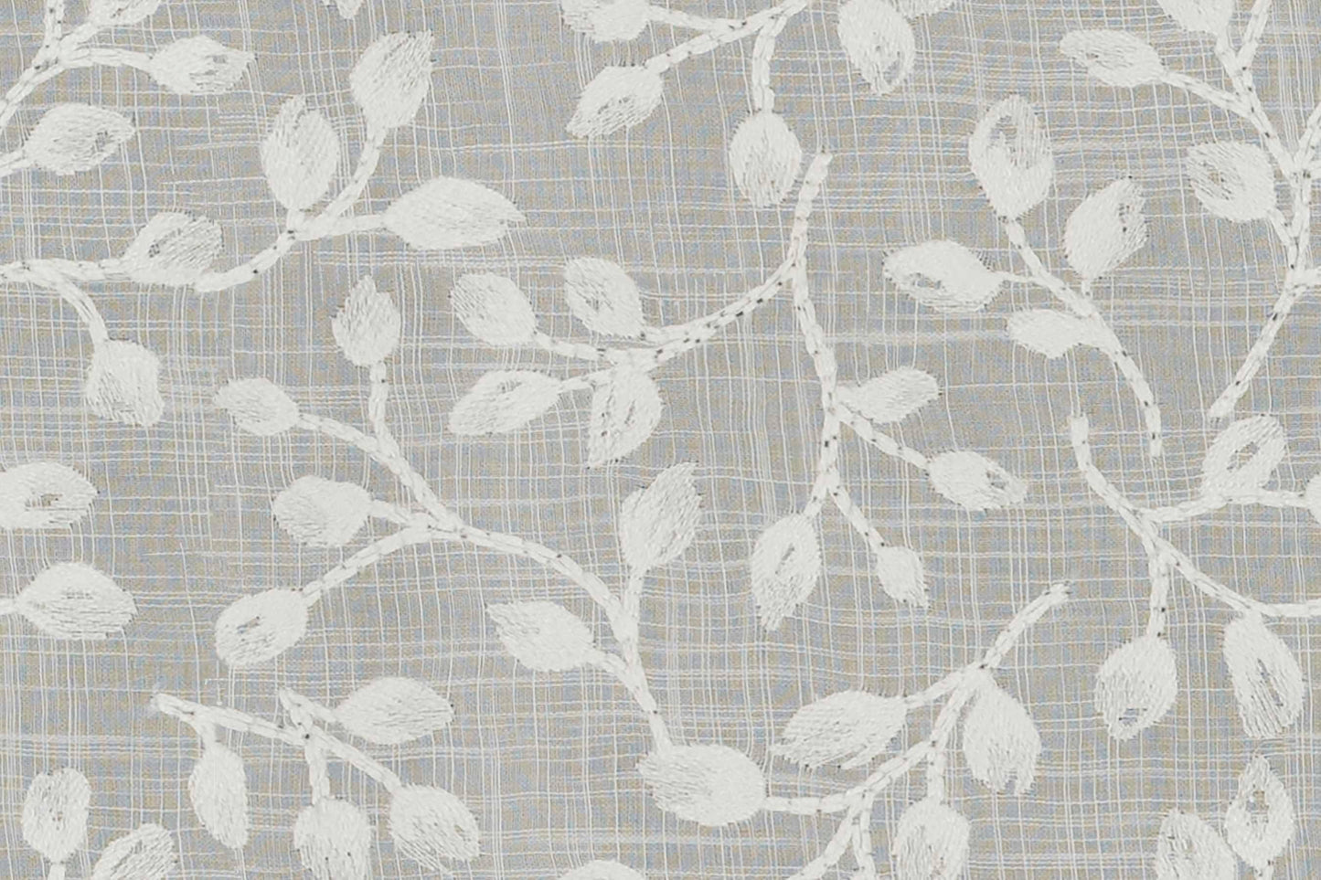 112” Wide Semi Sheer Cream Floral Embroidered Drapery Fabric FB