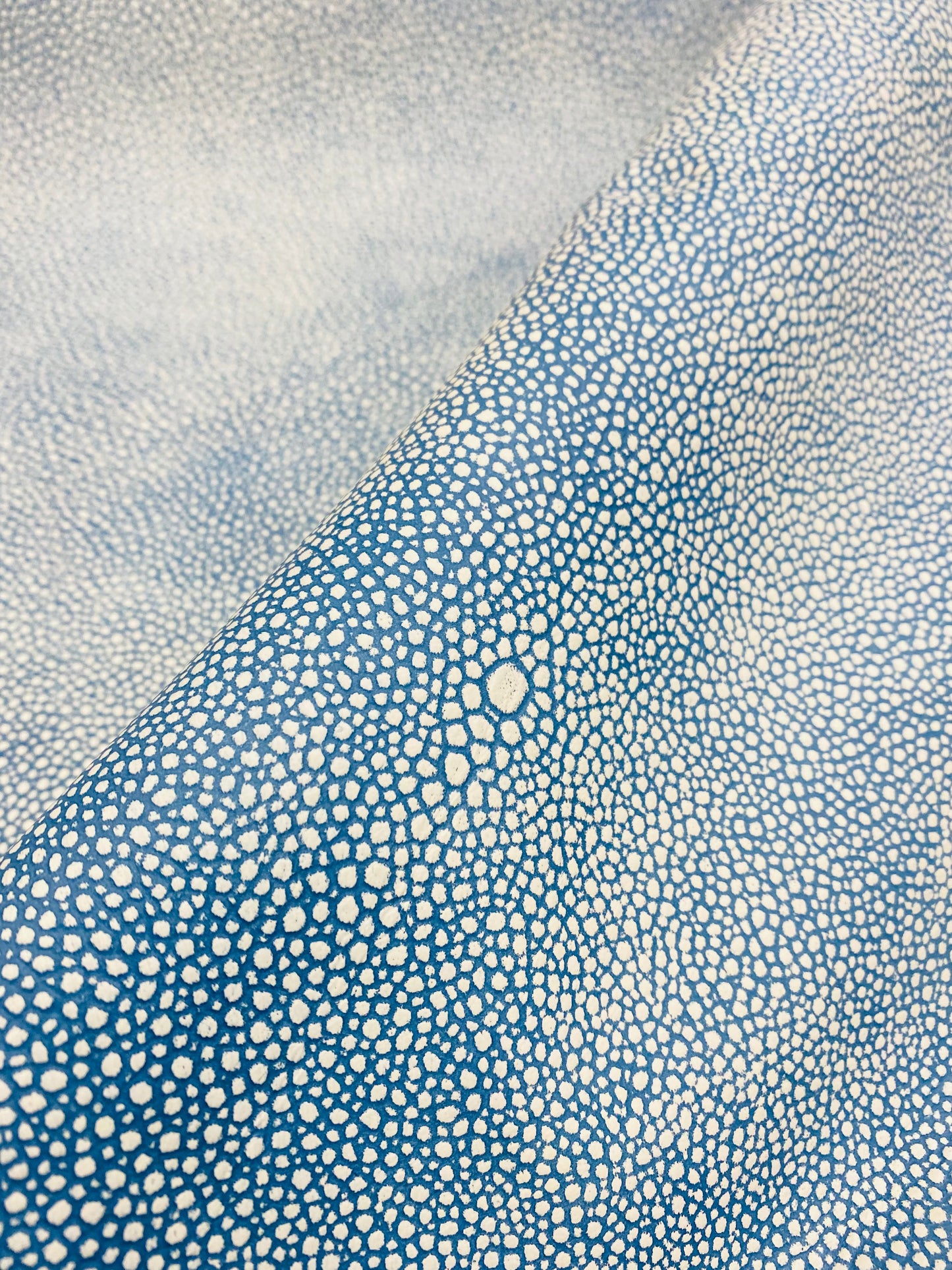33 SF Genuine Cowhide Stingray Pattern Shagreen French Blue Leather Upholstery STA 3224