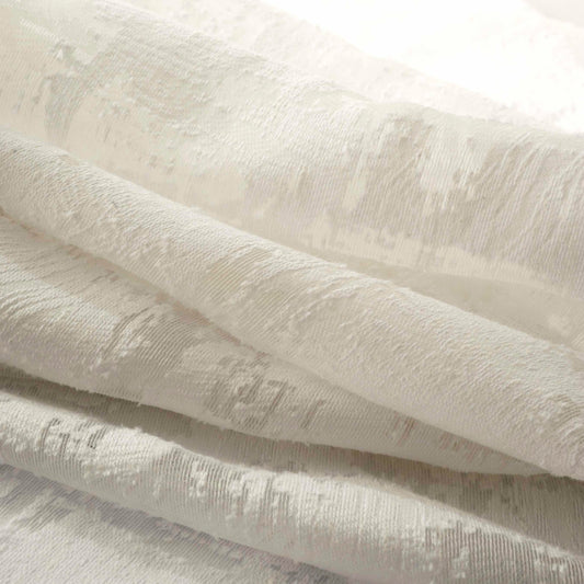 118” Wide Semi Sheer Cotton Blend 
Alabaster White Abstract Distressed Drapery Fabric FB