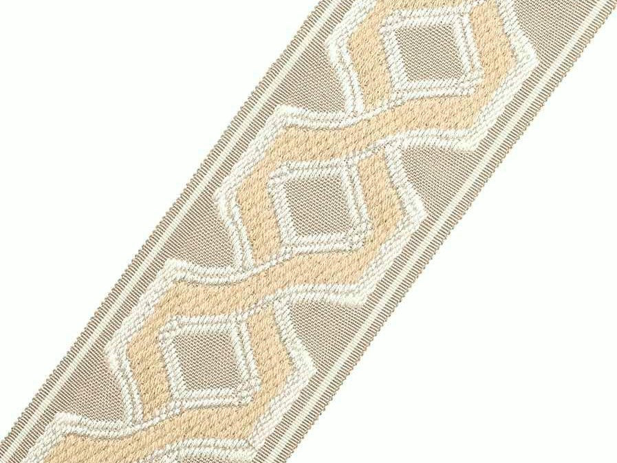 3 Wide Beige Taupe Geometric Trellis Tape Drapery Trim