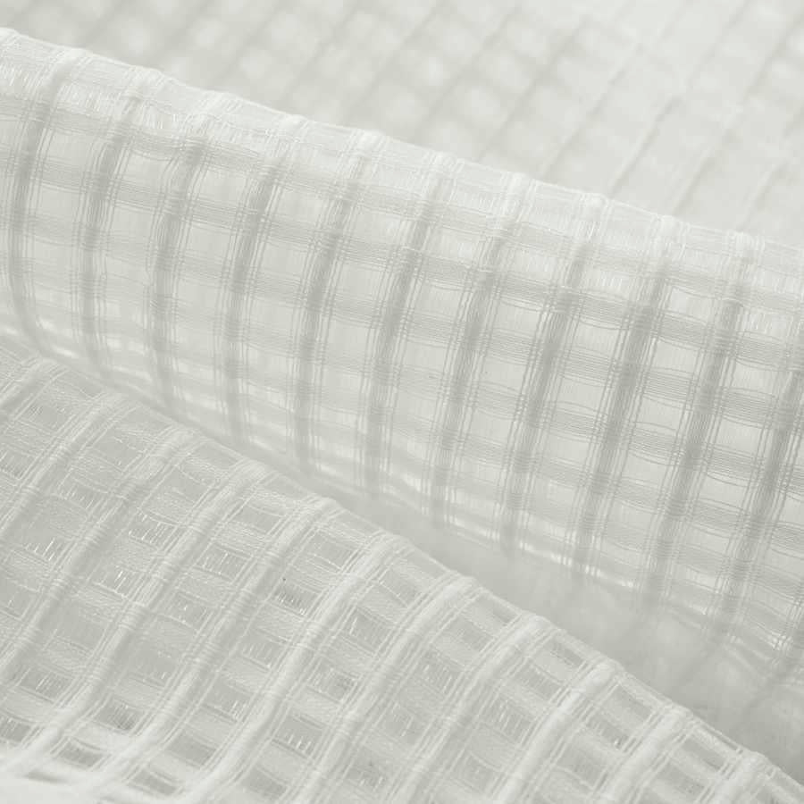 118” Wide Semi Sheer Cream Check Shimmery Drapery Fabric FB