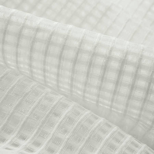 118” Wide Semi Sheer Cream Check Shimmery Drapery Fabric FB
