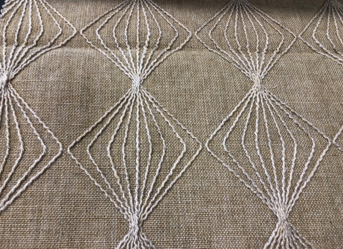 3 Colors Embroidered Drapery Fabric Gray Beige Geometric Rustic  / RMIL13