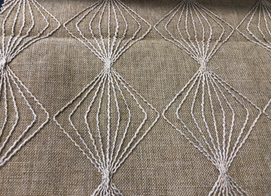 3 Colors Embroidered Drapery Fabric Gray Beige Geometric Rustic  / RMIL13