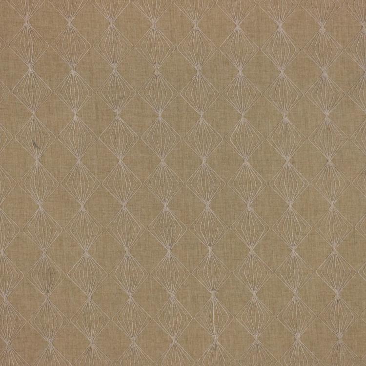 3 Colors Embroidered Drapery Fabric Gray Beige Geometric Rustic  / RMIL13