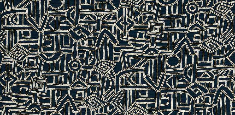 3 Colors Abstract Drapery Upholstery Fabric Tribal Navy Gray Green