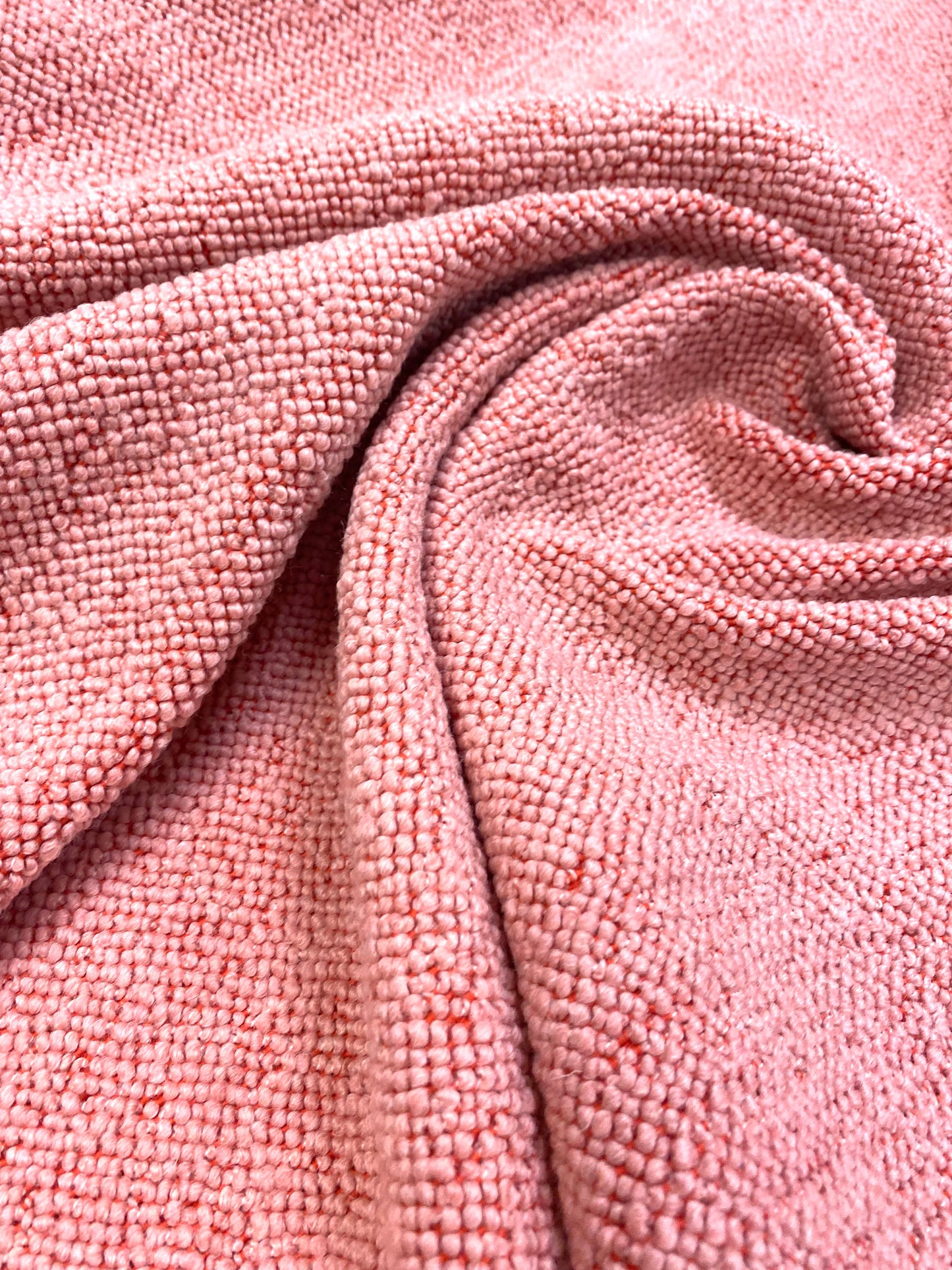 2.5 Yard Designer Orange Pink Wool Boucle MCM Mid Century Modern Water & Stain Resistant Upholstery Fabric WHS 3561