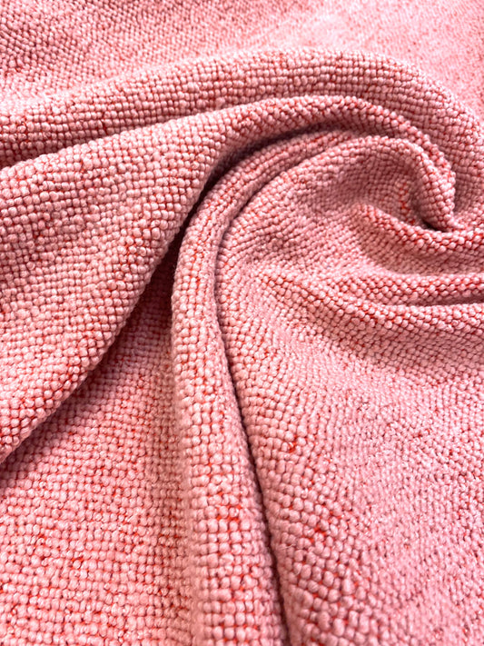 2.5 Yard Designer Orange Pink Wool Boucle MCM Mid Century Modern Water & Stain Resistant Upholstery Fabric WHS 3561
